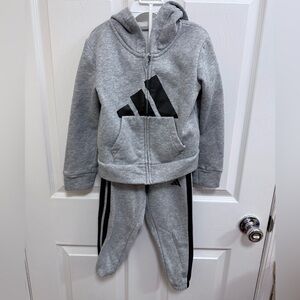 Adidas Kids Gray Jacket and Jogger Set, Size 4